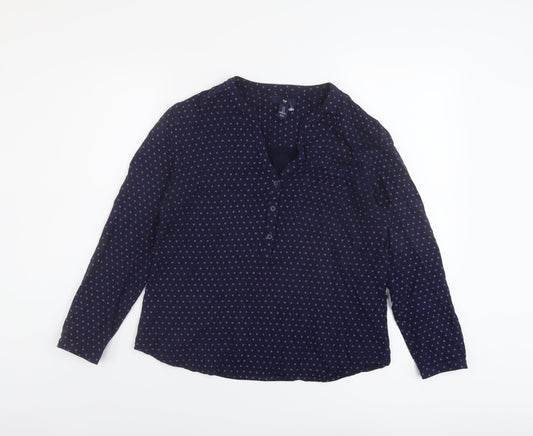 Gap Womens Black Geometric Viscose Basic Blouse Size S V-Neck