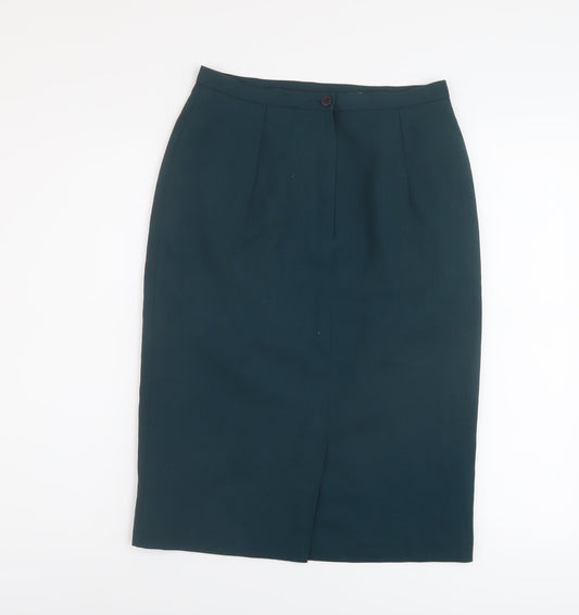 Premium Collection Womens Green Wool A-Line Skirt Size 26 in Zip