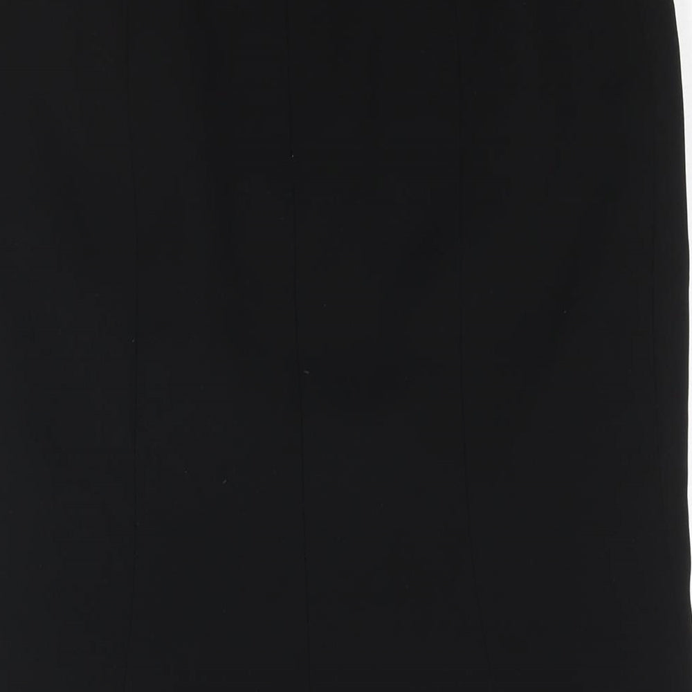 Brand and care label for Principles women’s black polyester straight & pencil skirt, size UK 8, zip