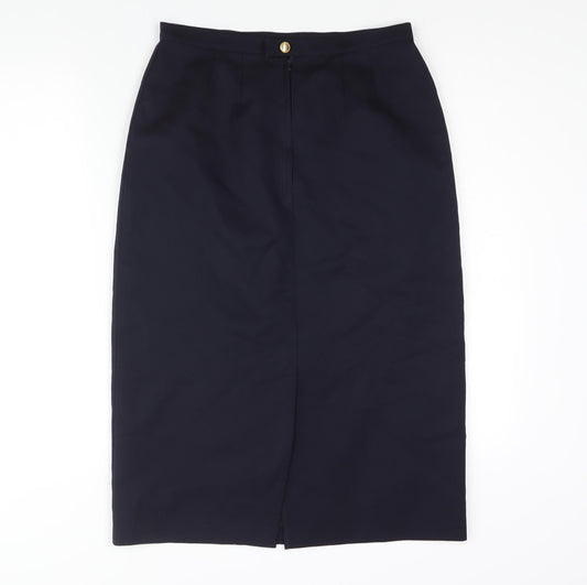 St Michael Womens Blue Polyester Straight & Pencil Skirt Size 14 Zip