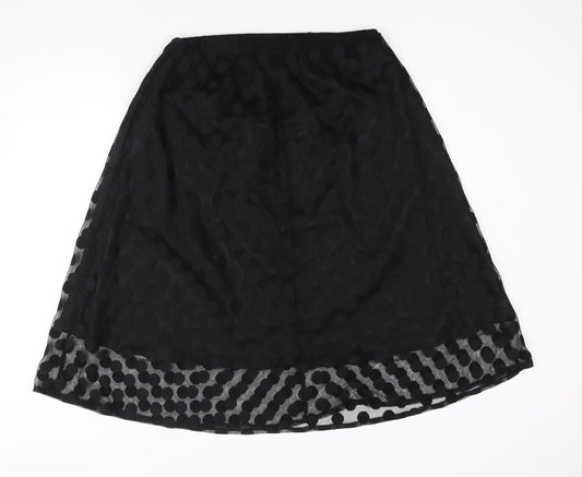 Numph Womens Black Polka Dot Polyamide A-Line Skirt Size 14