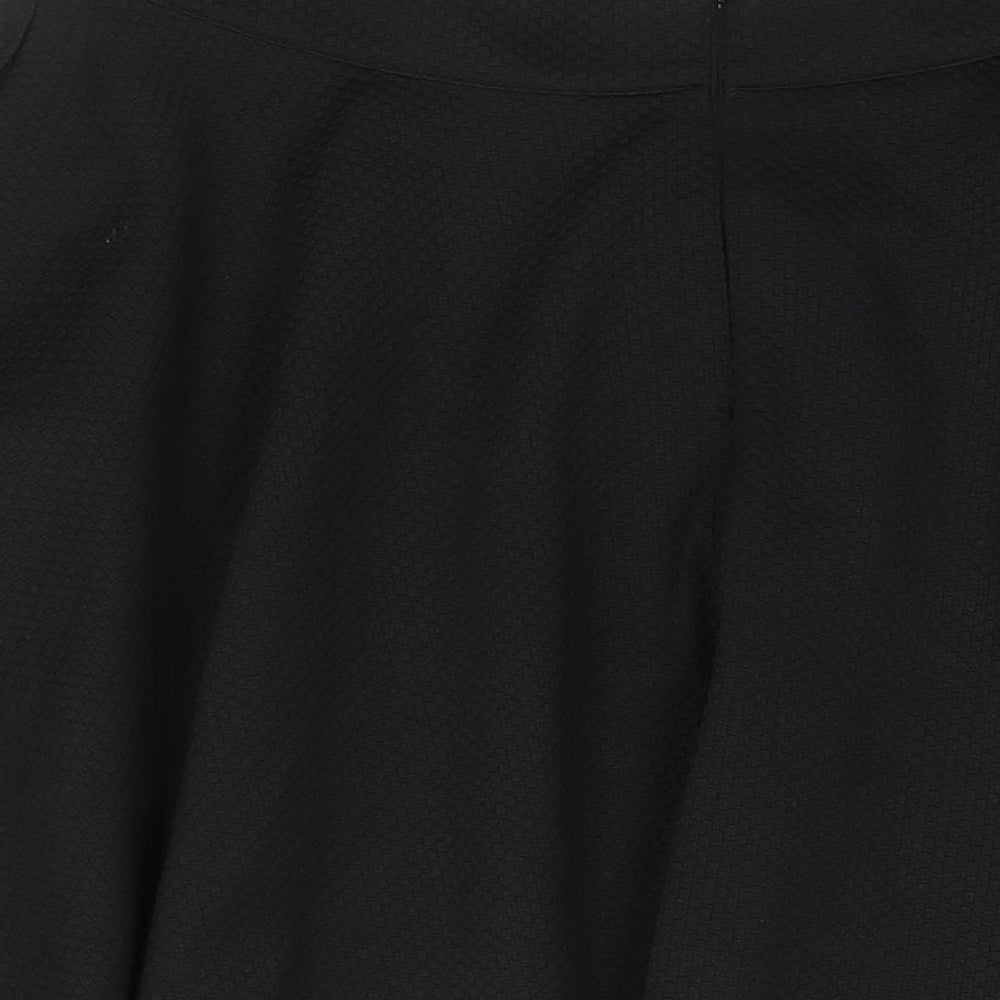 Solo Womens Black Polyester Flare Skirt Size 14 Zip
