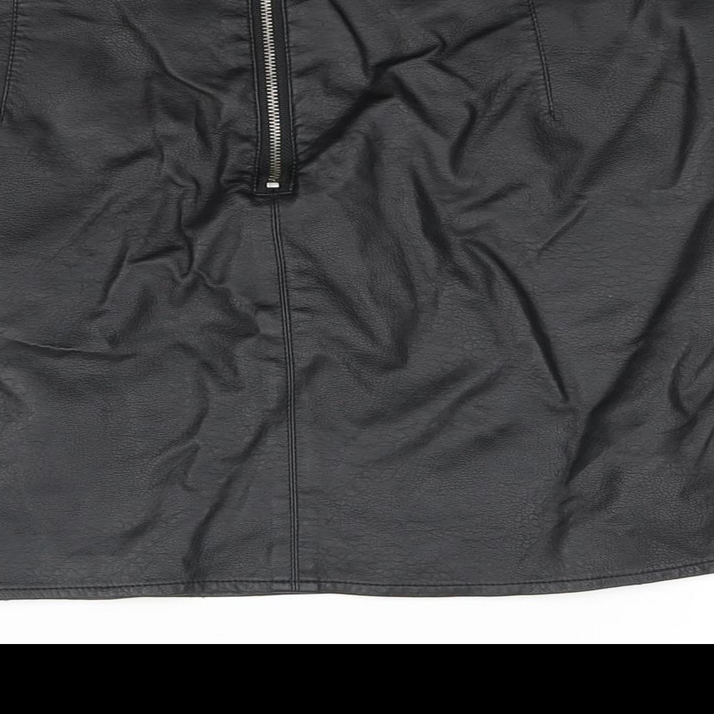 Glassons Womens Black Polyurethane A-Line Skirt Size 10 Zip