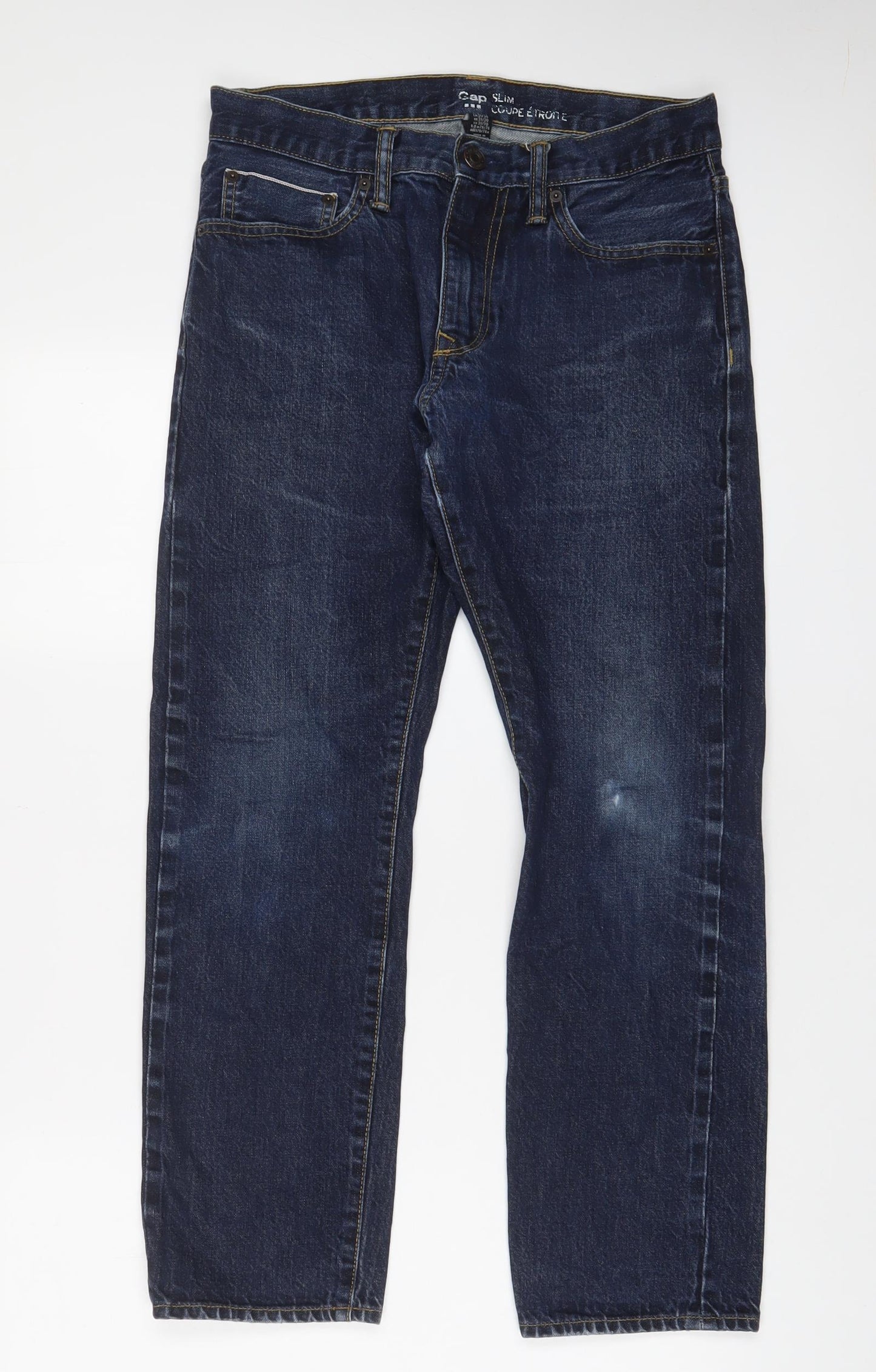 Gap Mens Blue Cotton Straight Jeans Size 31 in L30 in Regular Zip - Pockets