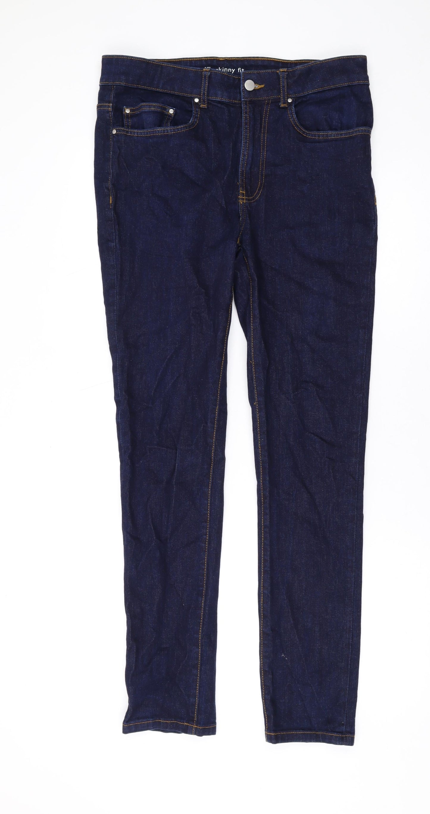 Kin Mens Blue Cotton Straight Jeans Size 32 in L30 in Regular Zip