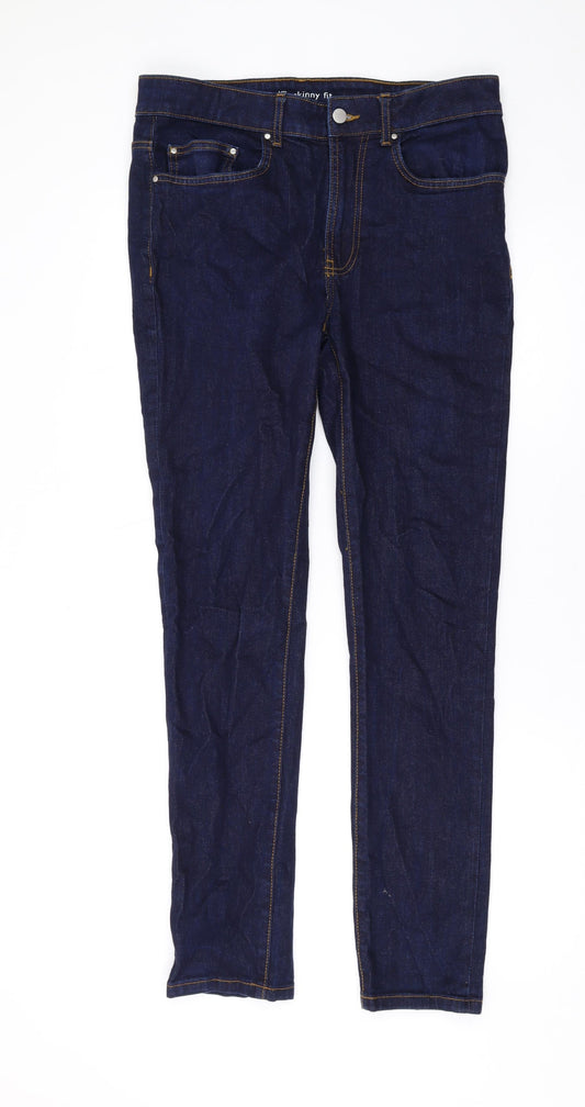 Kin Mens Blue Cotton Straight Jeans Size 32 in L30 in Regular Zip