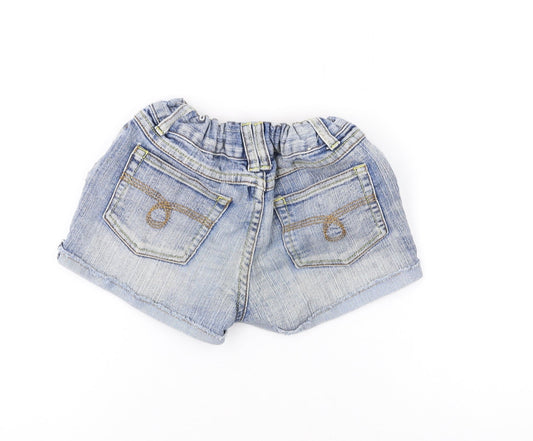 Pumpkin Patch Girls Blue Cotton Hot Pants Shorts Size 7 Years Regular Zip