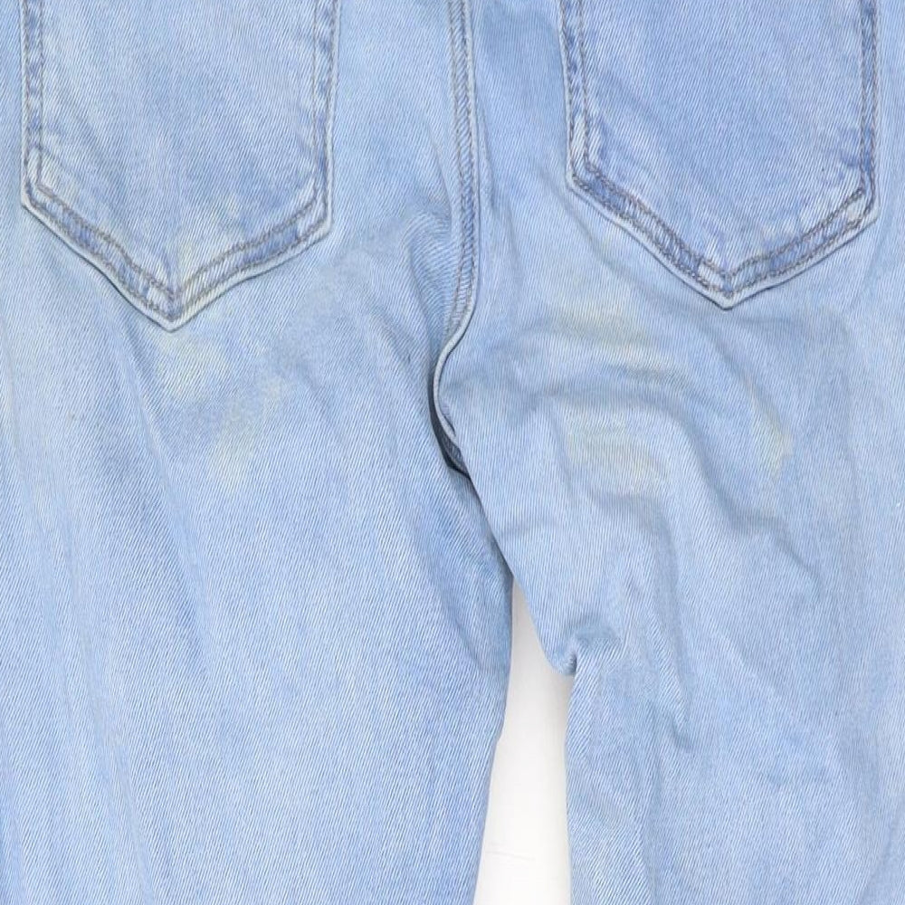 River Island Mens Blue Cotton Straight Jeans Size 30 in L32 in Regular Zip