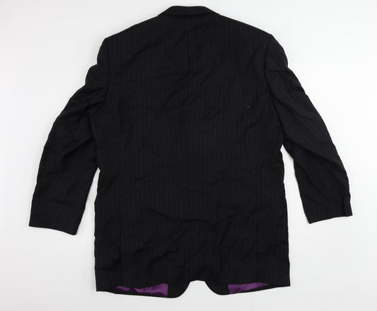 Racing Green Mens Blue Striped Wool Jacket Suit Jacket Size 46 Regular