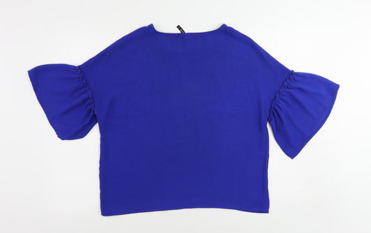 Womens UK Size M Stradivarius Blue Polyester Blouse