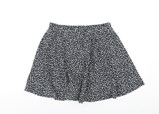 Monki Womens Blue Floral Polyester A-Line Skirt Size S