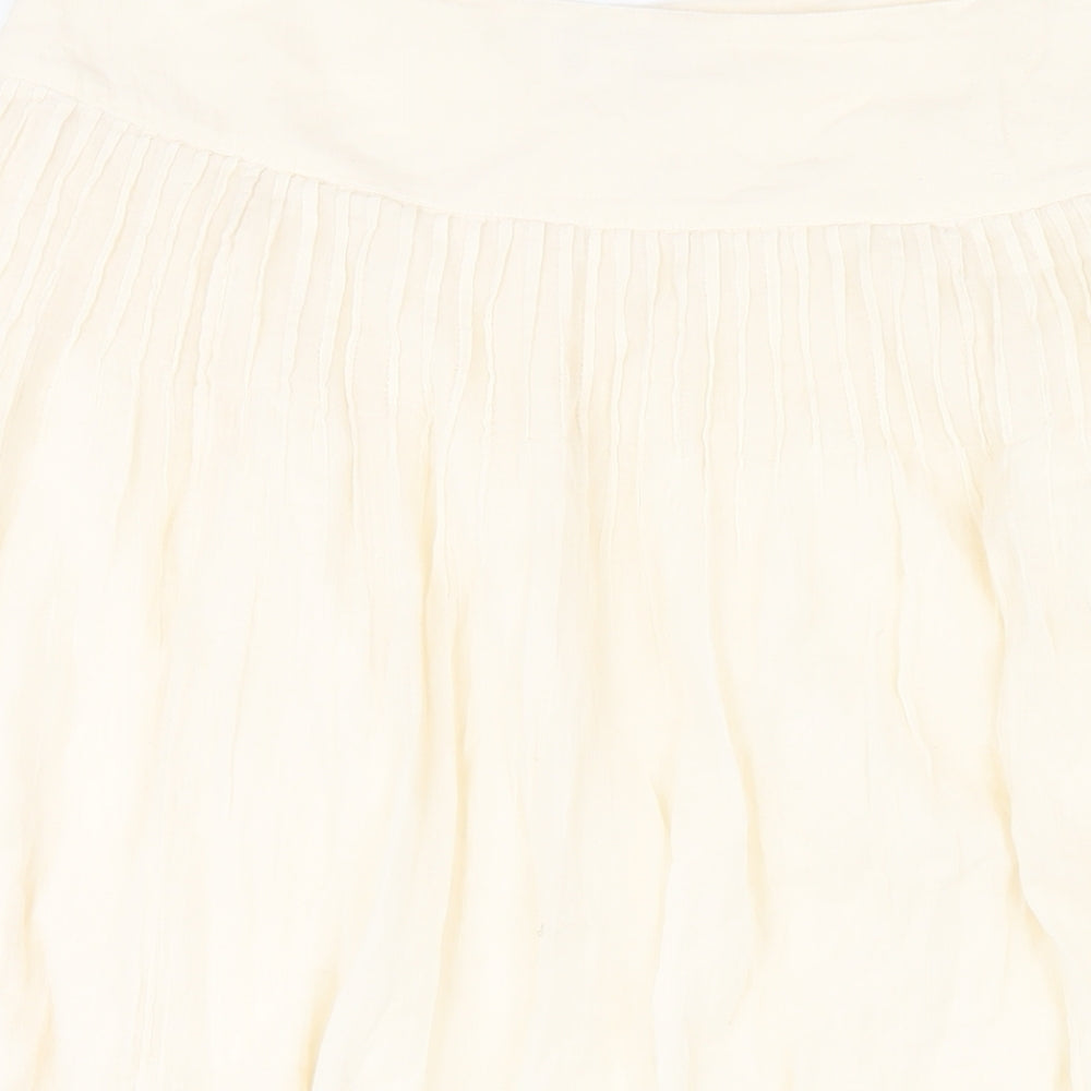 Monsoon Womens Ivory Cotton A-Line Skirt Size 14 Button