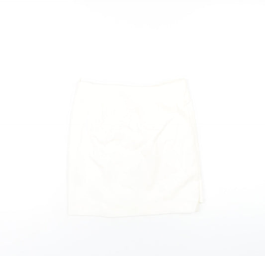 Zara Womens Ivory Polyester A-Line Skirt Size XS Zip