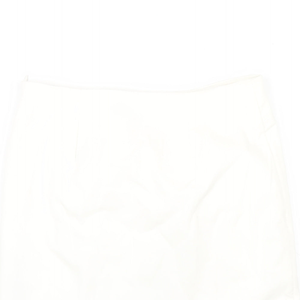 Zara Womens Ivory Polyester A-Line Skirt Size XS Zip