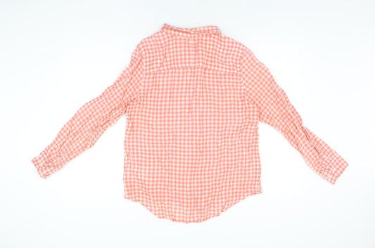 Gap Womens Red Geometric Cotton Basic Button-Up Size M Collared - Gingham