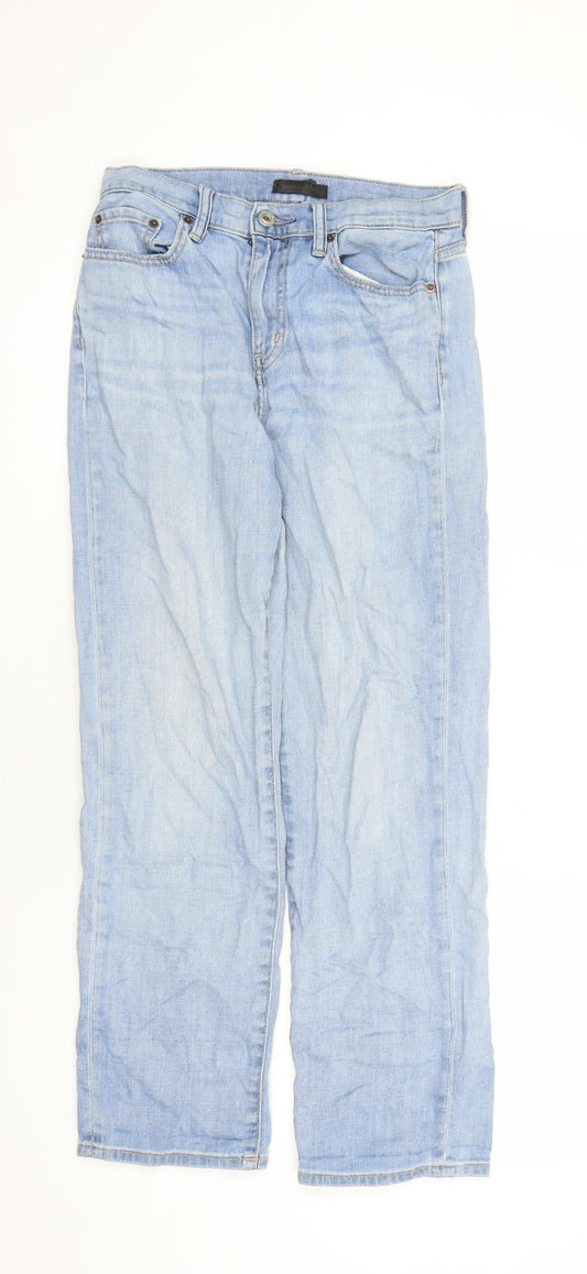 Uniqlo Womens Blue Cotton Straight Jeans Size 28 in L29 in Regular Zip - Pockets