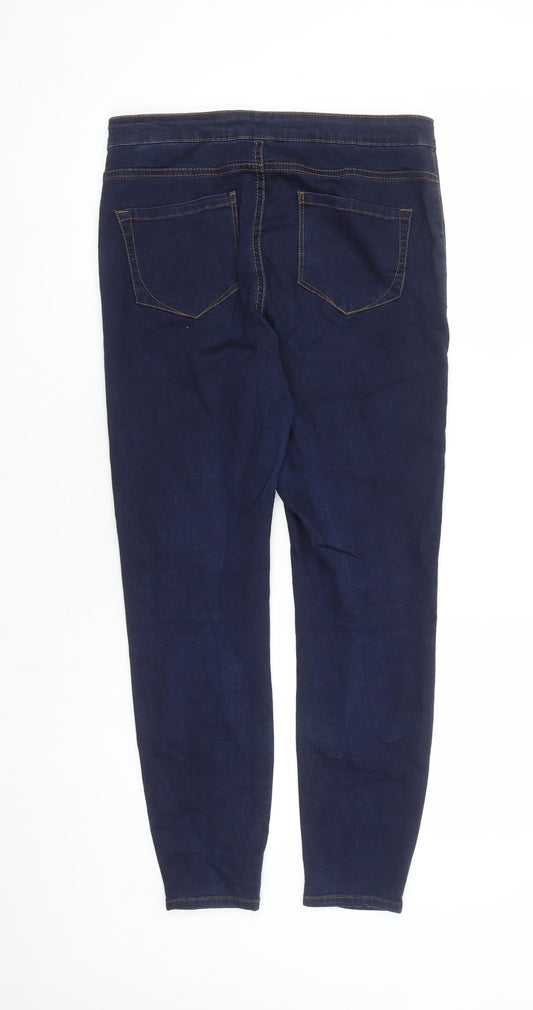 Denim & Co. Womens Blue Cotton Skinny Jeans Size 14 L26 in Regular Zip - sh