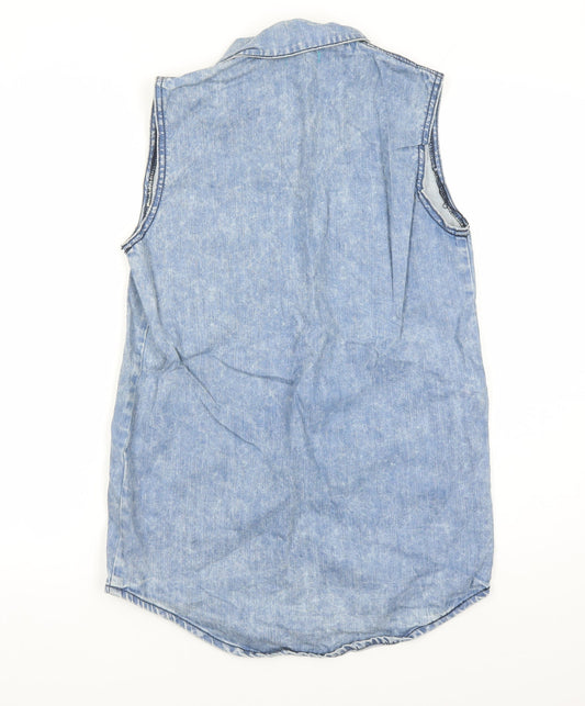 Silence + Noise Womens Blue 100% Cotton Basic Blouse Size XS Collared