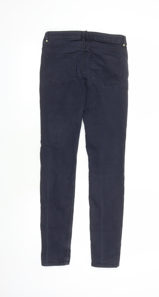 H&M Womens Blue Cotton Skinny Jeans Size 8 L28 in Regular Zip - Pockets