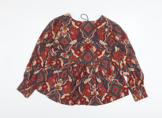 Jaase Womens Multicoloured Floral Viscose Basic Blouse Size XS Round Neck