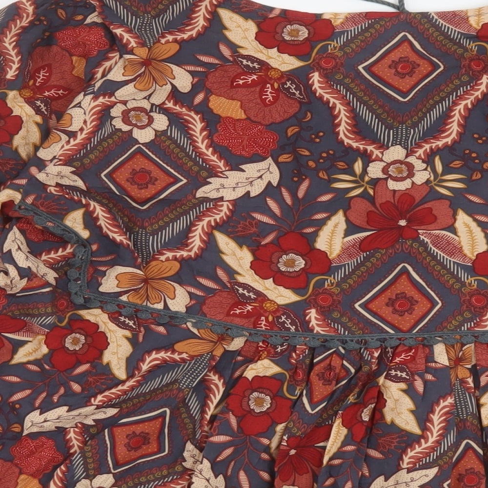 Jaase Womens Multicoloured Floral Viscose Basic Blouse Size XS Round Neck