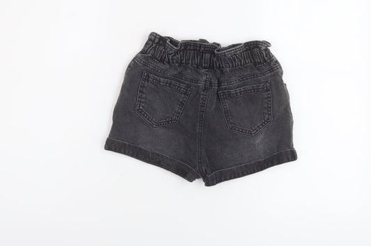 TU Girls Grey Cotton Paperbag Shorts Size 9 Years Regular Zip