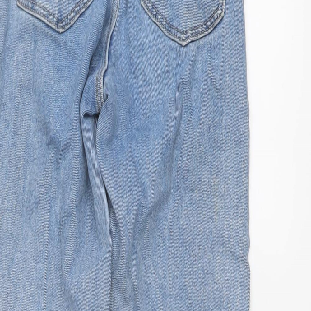 Stradivarius Womens Blue Cotton Mom Jeans Size 4 L24 in Regular Button