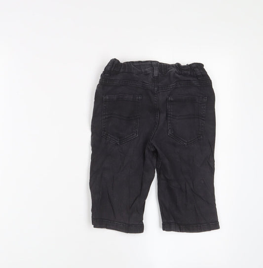 Denim & Co. Boys Black Cotton Bermuda Shorts Size 8-9 Years Regular Zip - Adjustable waist, Pockets