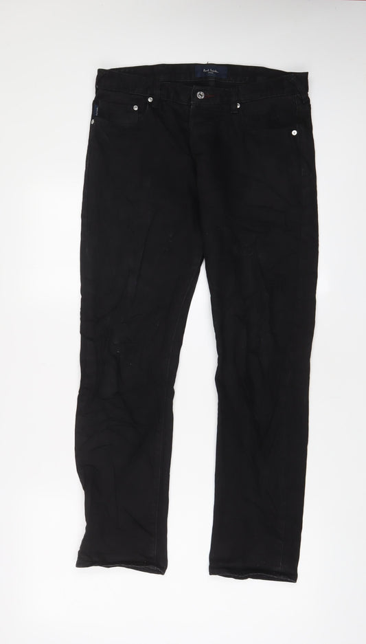 pauls Mens Black Cotton Straight Jeans Size 30 in L30 in Regular Zip