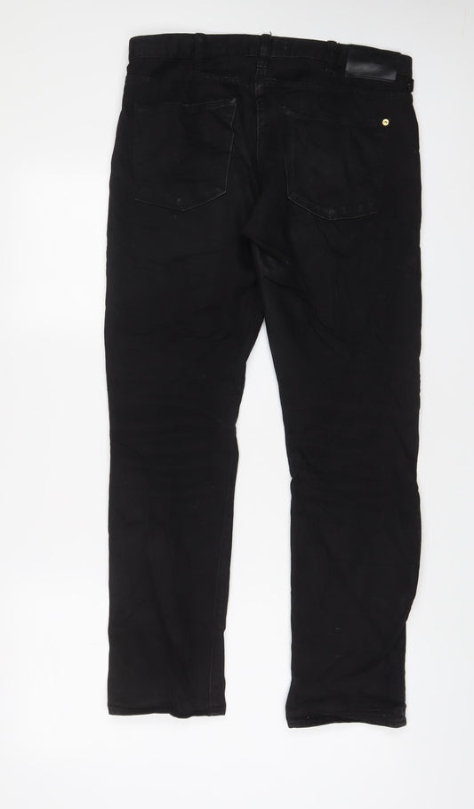 pauls Mens Black Cotton Straight Jeans Size 30 in L30 in Regular Zip