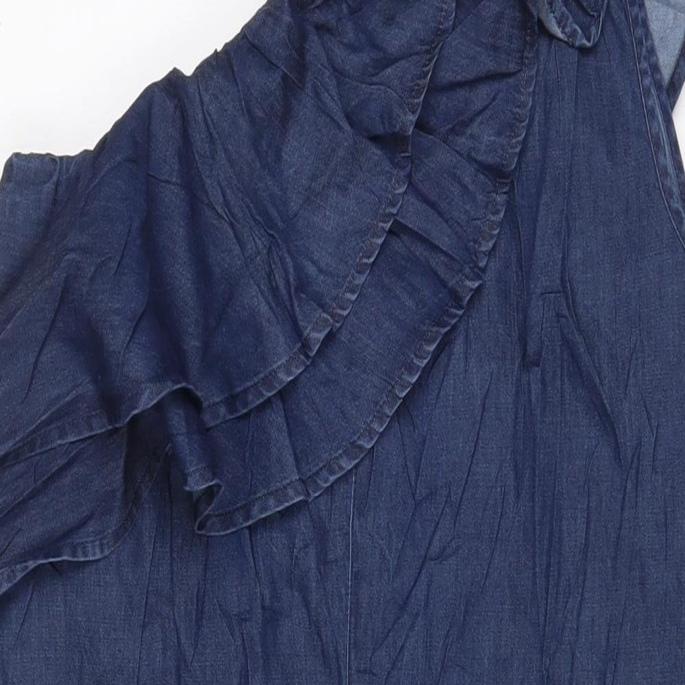 Warehouse Womens Blue Cotton A-Line Size 16 One Shoulder Pullover
