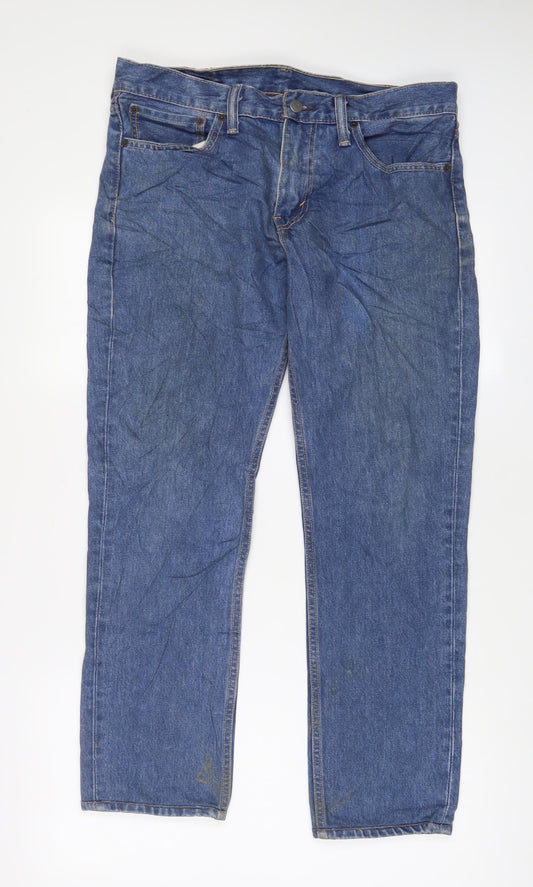 Levi's Mens Blue Cotton Straight Jeans Size 32 in L33 in Regular Zip - Pockets