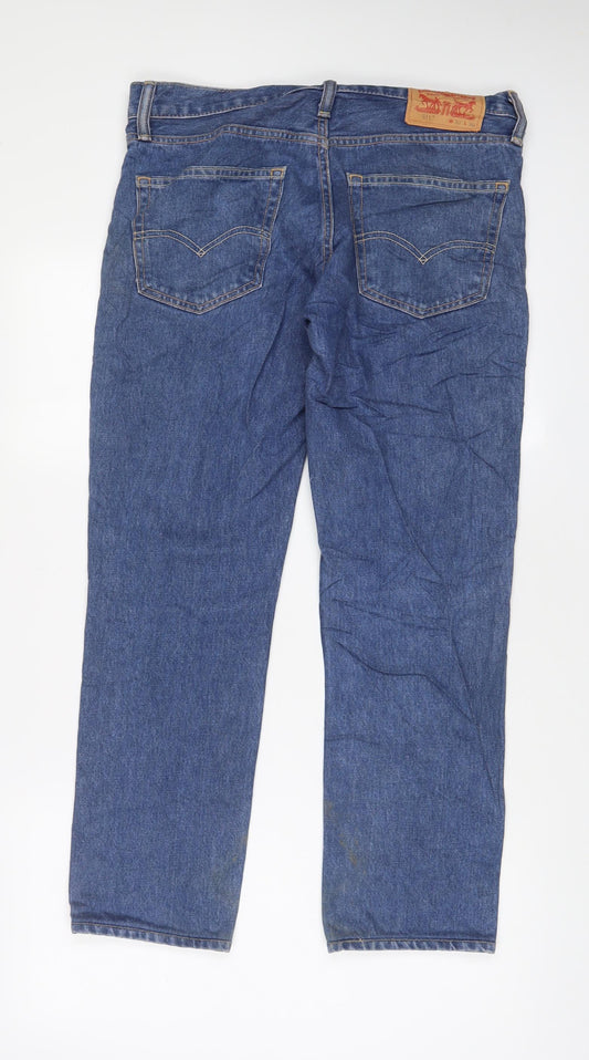 Levi's Mens Blue Cotton Straight Jeans Size 32 in L33 in Regular Zip - Pockets