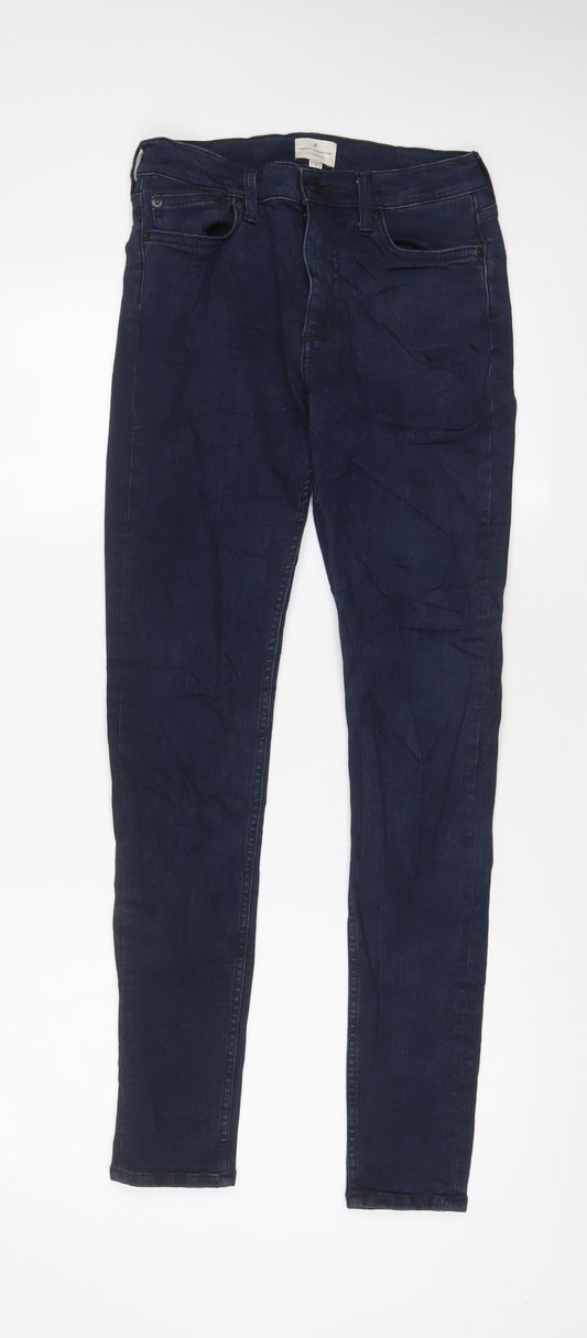 Additional front view of French Connection women’s blue cotton skinny jeans, size UK 8, 30-inch leg regular zip