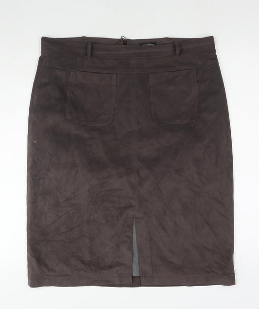 Pomodoro Womens Brown Polyester A-Line Skirt Size 18 Zip