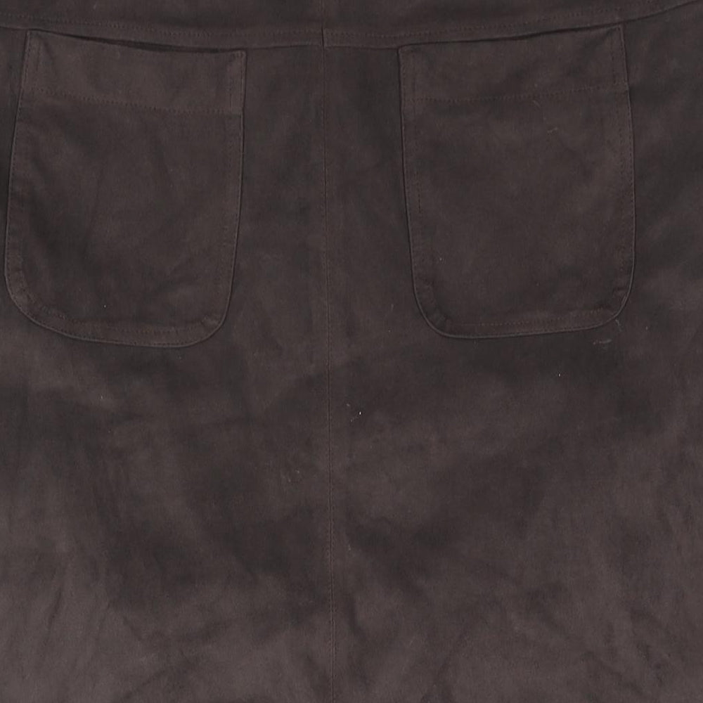 Pomodoro Womens Brown Polyester A-Line Skirt Size 18 Zip