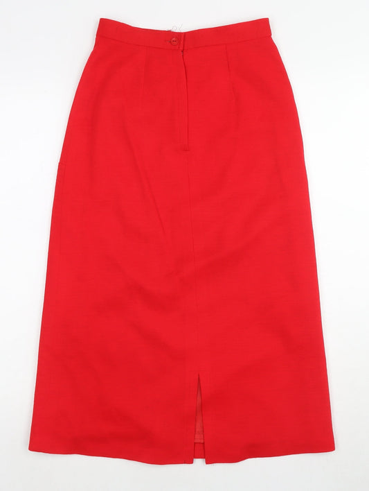 Ken Wallis Womens Red Acrylic A-Line Skirt Size 10 Zip