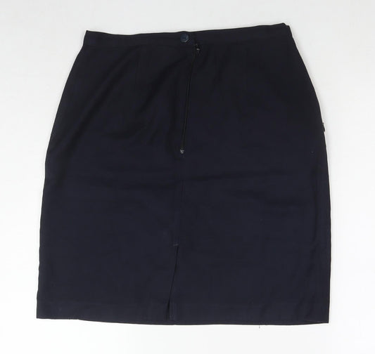 Trutex Womens Blue Cotton A-Line Skirt Size 30 in Zip