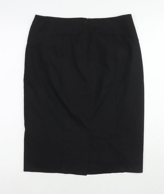 United Colors of Benetton Womens Black Polyester Straight & Pencil Skirt Size 14 Zip