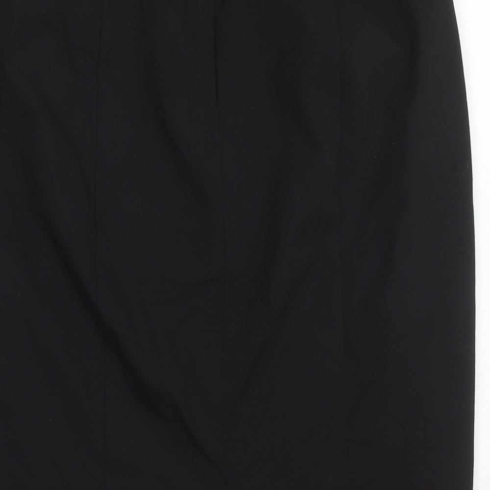 United Colors of Benetton Womens Black Polyester Straight & Pencil Skirt Size 14 Zip