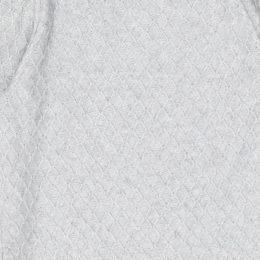 Brand and care label for Object women’s grey round neck viscose jumper, size S