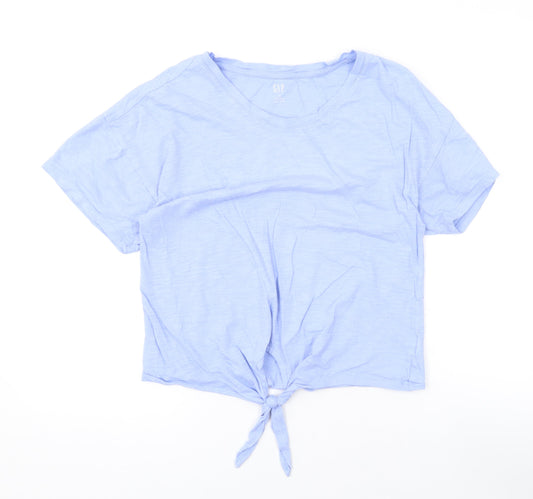 Gap Womens Blue Cotton Basic T-Shirt Size XS Round Neck