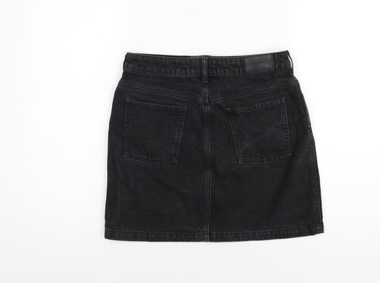 Jack Wills Womens Black Cotton A-Line Skirt Size 10 Zip