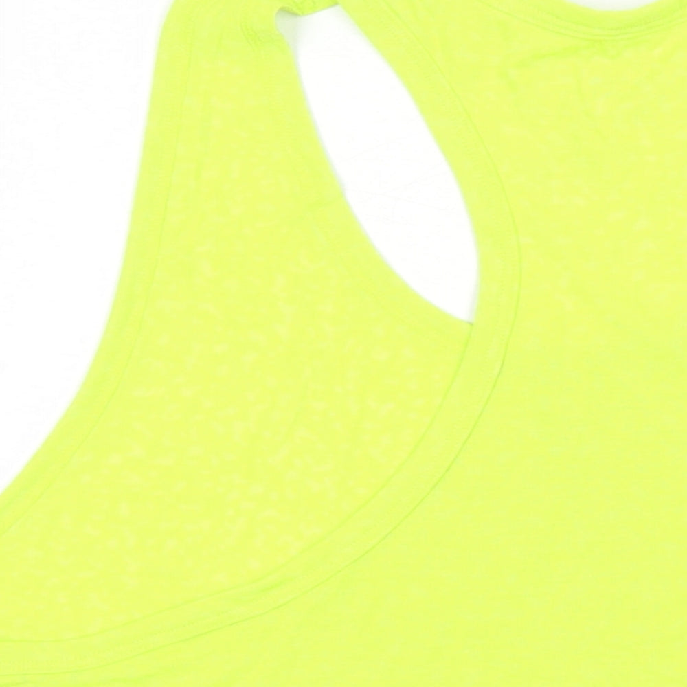 GOODMOVE Womens Green Geometric Polyester Basic Tank Size 16 Round Neck Pullover