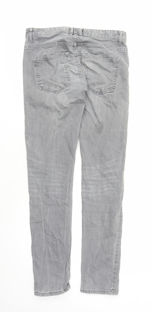 NEXT Mens Grey Cotton Skinny Jeans Size 30 in L31 in Regular Zip - Pockets