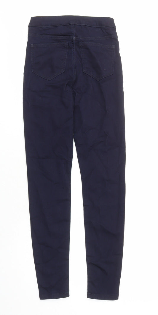 Marks and Spencer Womens Blue Cotton Skinny Jeans Size 6 L27 in Regular Zip