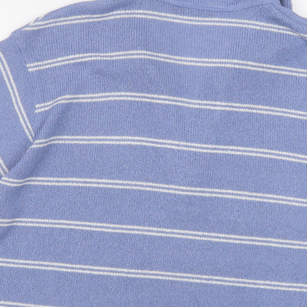 Marks and Spencer Womens Blue Collared Striped Polyester Pullover Jumper Size 18