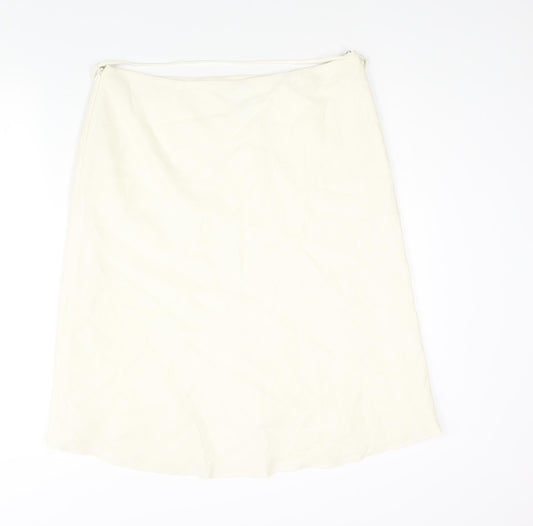 Planet Womens Ivory Acetate A-Line Skirt Size 14 Zip - Belted