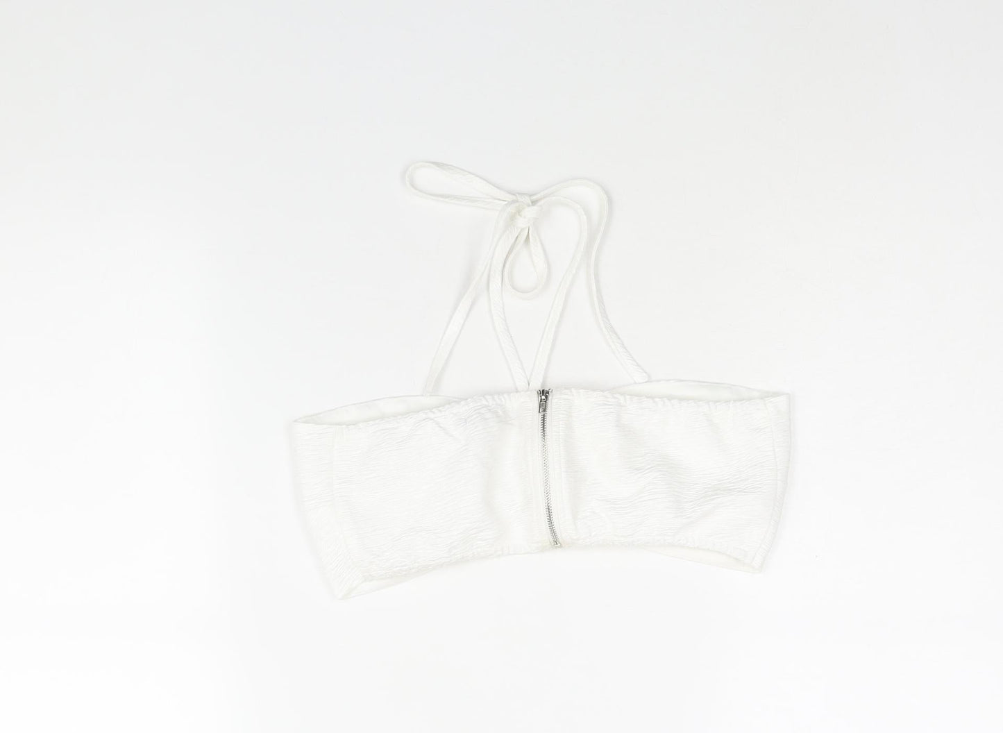 Ravi Famous Womens White Polyester Cropped Blouse Size 10 Halter - Cut Out Detail