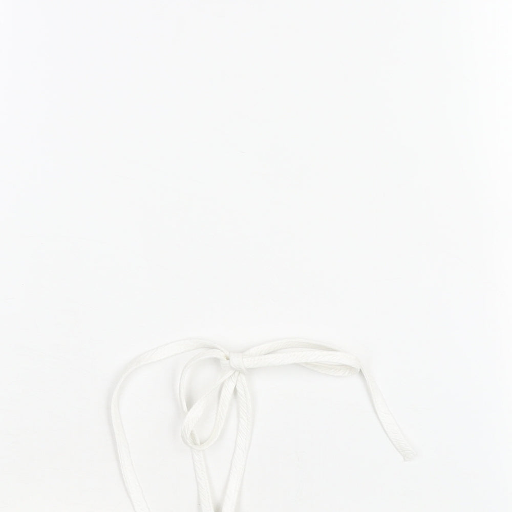 Ravi Famous Womens White Polyester Cropped Blouse Size 10 Halter - Cut Out Detail